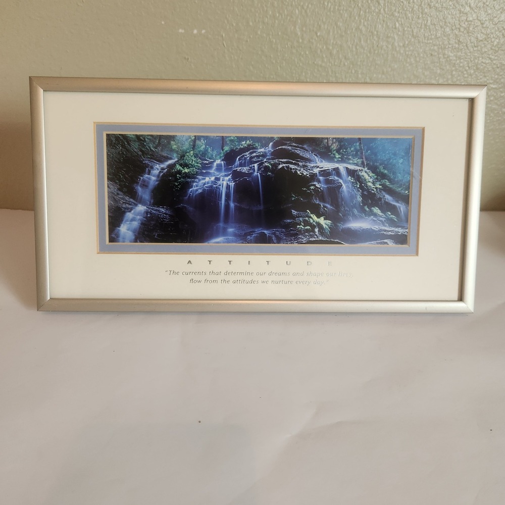 Successories Attitude Blue Mountains Australia Waterfall Framed Lithograph 1999